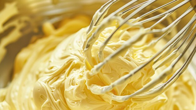 사진 whisk in bowl with creamy yellow batter butter or custard homemade baking and traditional food country life