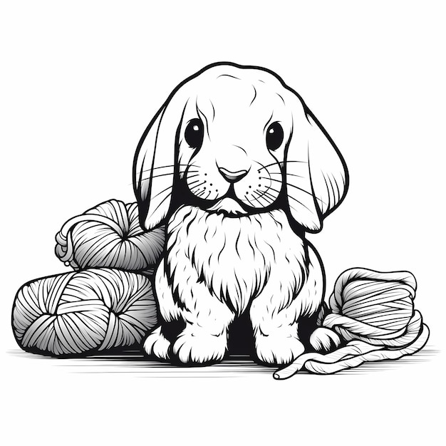 Whiskered Stitcher Charming Crocheting Rabbit Logo