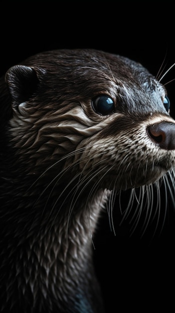 The whiskers of an otter