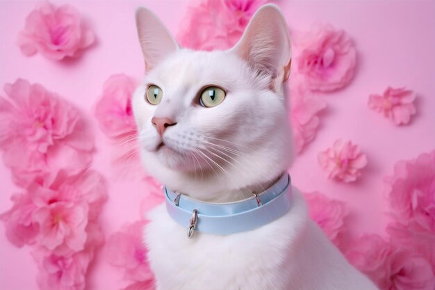 Foto baffi e capricci vita quotidiana di un gatto in rosa e blu pastello