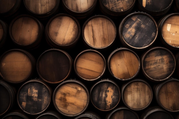 Whiskey barrels top view Cork food Generate Ai