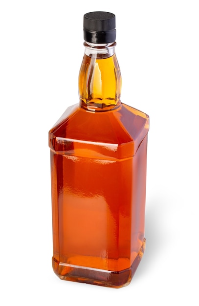 Whiskey bottle isolated on white with clipping path