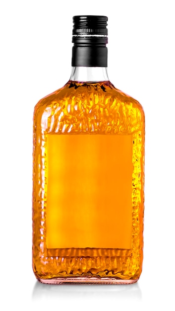 whiskey bottle isolated over a whte background with clipping path