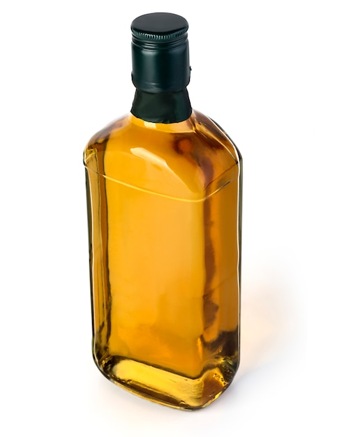 Whiskey bottle on white