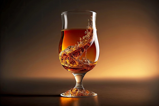 Photo whiskey glass on leg with small amount of brandy