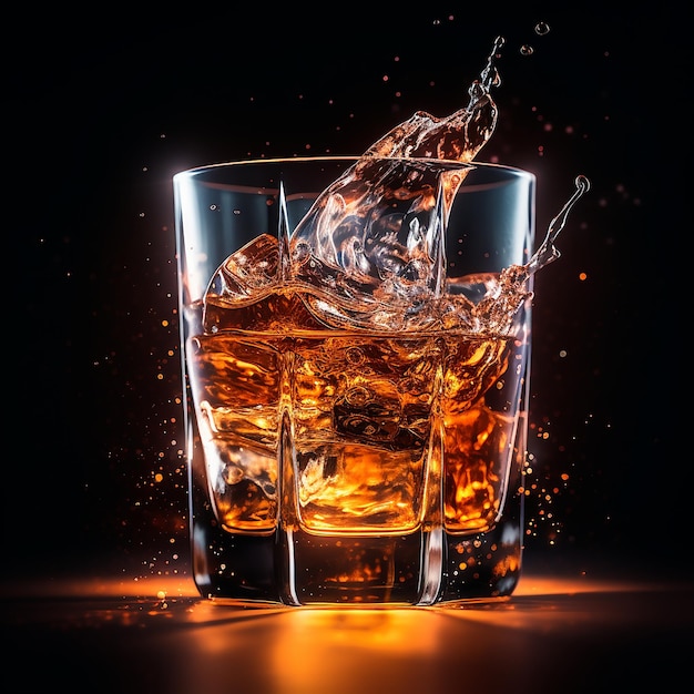 Whiskey on Ice in Glowing Glass Motion Generative AI