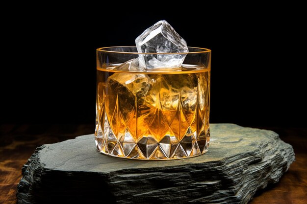 Photo whiskey on the rocks refreshing ice drop drink