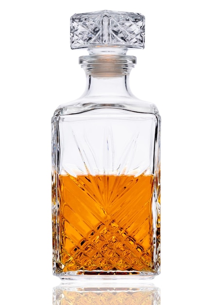 Photo whiskey on the rocks in white background