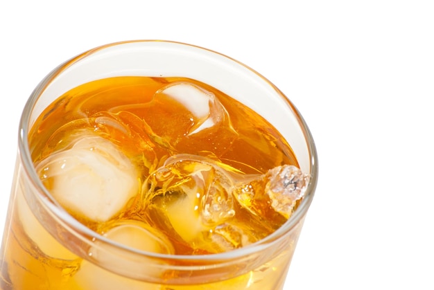 Whiskey with ice cubes Isolated on white