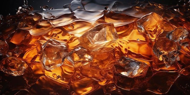 Whisky fluid liquid background luxury still life of whisky glass with ice cube
