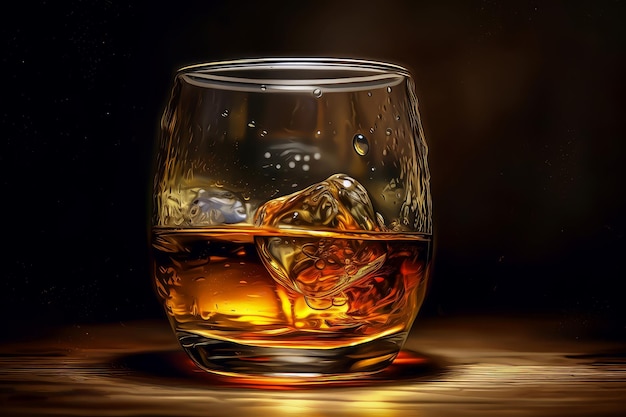 Whisky glass at table Generate Ai