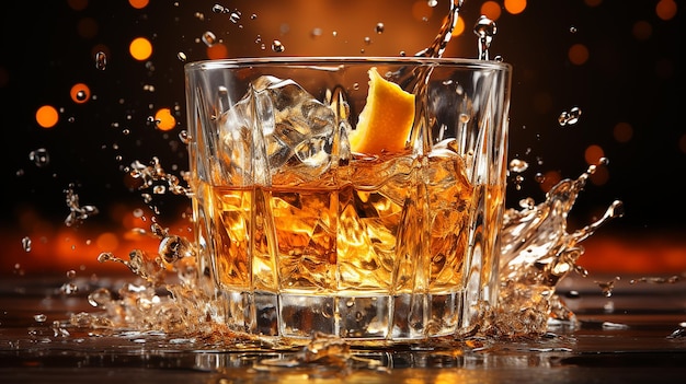 Whisky Glass with Splashes