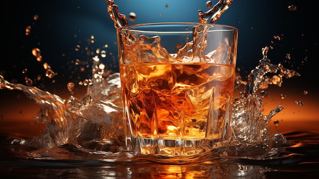 Whisky Glass with Splashes