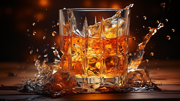 Whisky Glass with Splashes