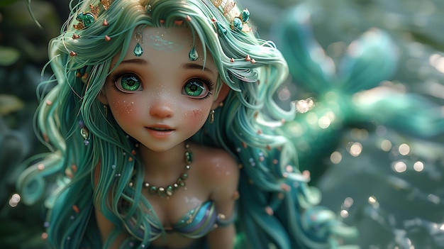 Whispered Wishes on Waves the cute Mermaid Braves