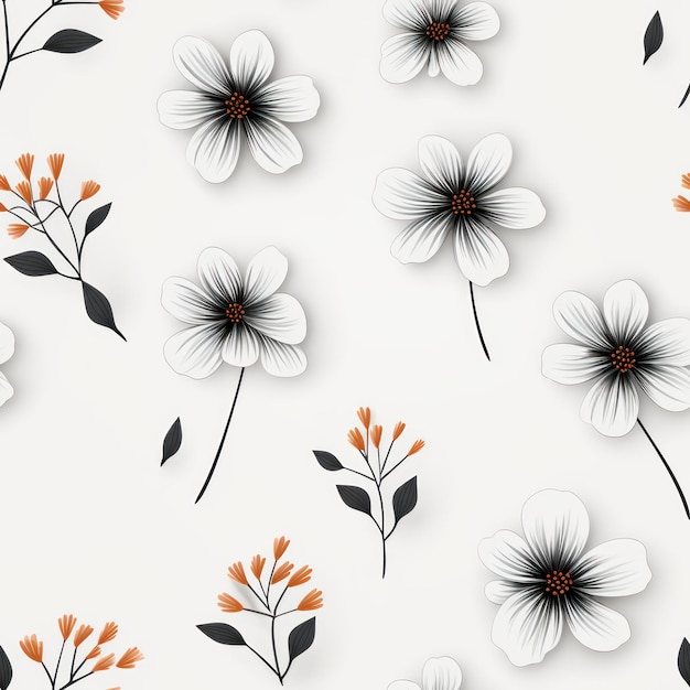 ミニマリストの単一の花のパターンを様々な背景で筆で描く