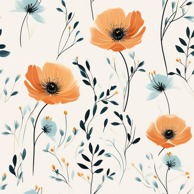 Whispering Blooms Pencil Drawing of Minimalist Single Flower Patterns on Various Backgrounds