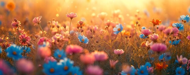 Photo whispering meadows wildflowers in breeze peaceful background