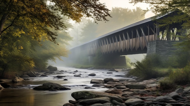Whispering Serenity Capturing the Rural Charm of a Stunning Covered Bridge