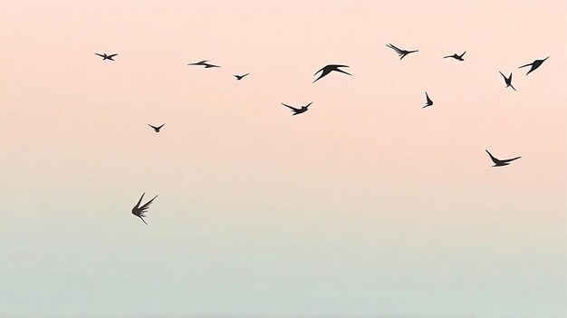 Photo whispering wings minimalist birds background with soft gradients