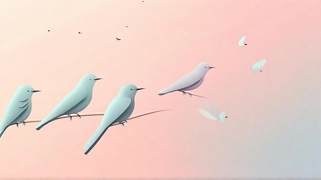 Whispering Wings Minimalist Birds Background with Soft Gradients