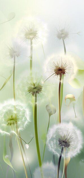 Whispering Wishes Delicate Dandelion Flowers Generative AI