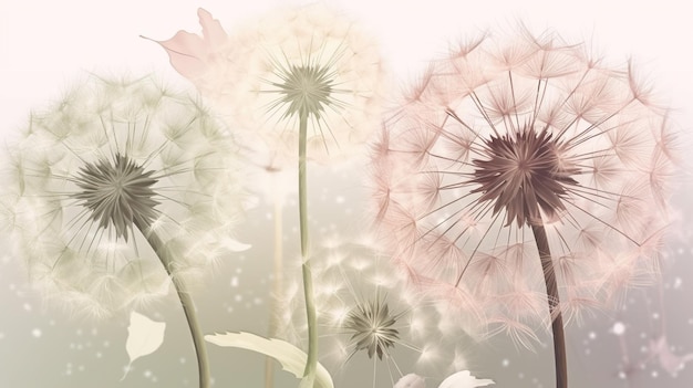 Whispering Wishes Delicate Dandelion Flowers Generative AI