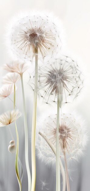 Whispering Wishes Delicate Dandelion Flowers Generative AI