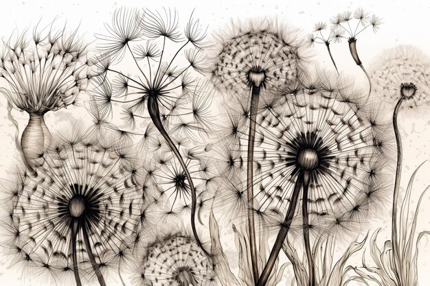 Whispering Wishes Delicate Dandelion Flowers Generative AI