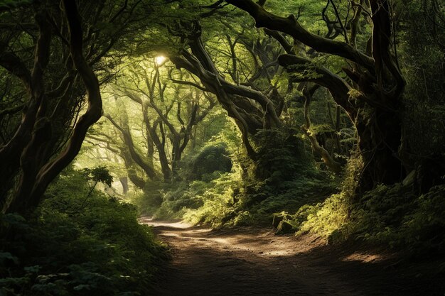 Whispering Woods A Sunlit Path of Tranquil Mystery