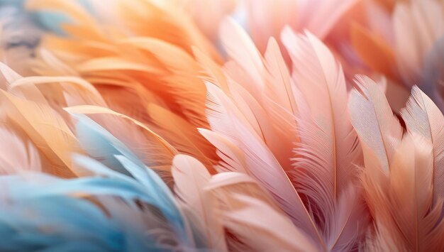 Photo whispers of elegance delicate orange and pink feathers in soft harmony generative ai