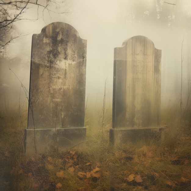 Whispers from the Beyond Ethereal Double Exposure Headstones in Rustic Hues