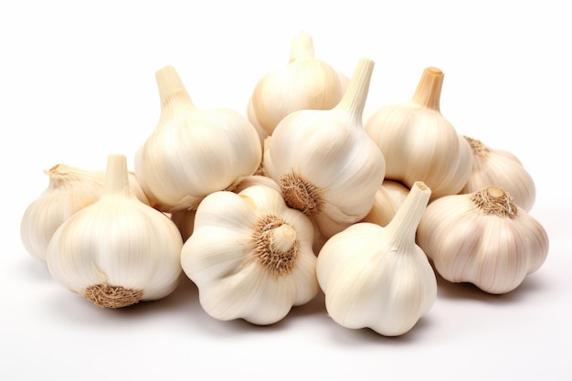 Whispers of Garlic A Bountiful Pile on White On a White or Clear Surface PNG Transparent Background