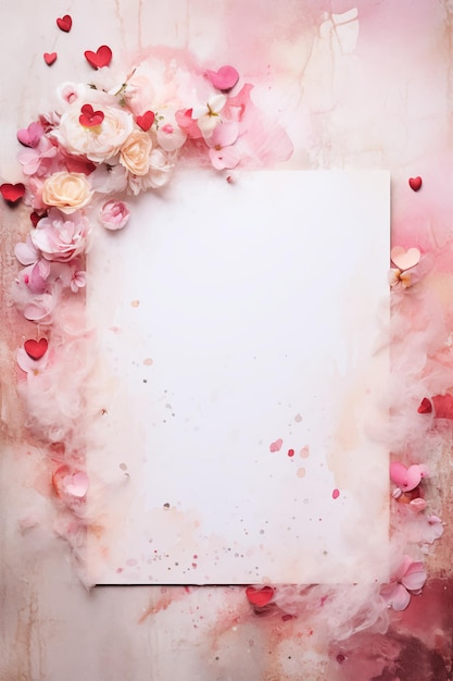 Photo whispers of love floral watercolor background with elegant love letters