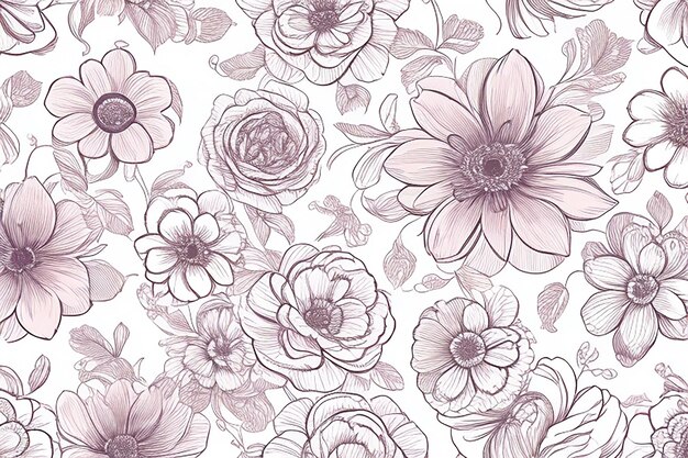 Photo whispers of petals abstract floral flower pattern on a white canvas background