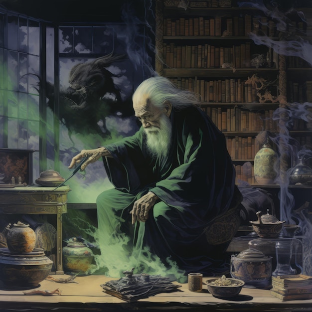 Whispers of Regret The Somber Reflections of a Melancholic Elderly Wizard