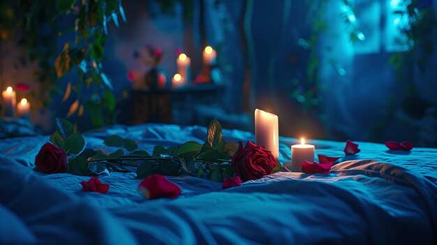 Whispers of Romance Red Roses and Soft Candle Glow