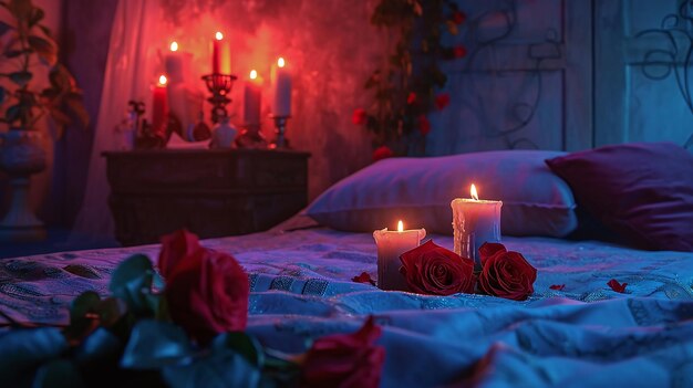 Whispers of Romance Red Roses and Soft Candle Glow