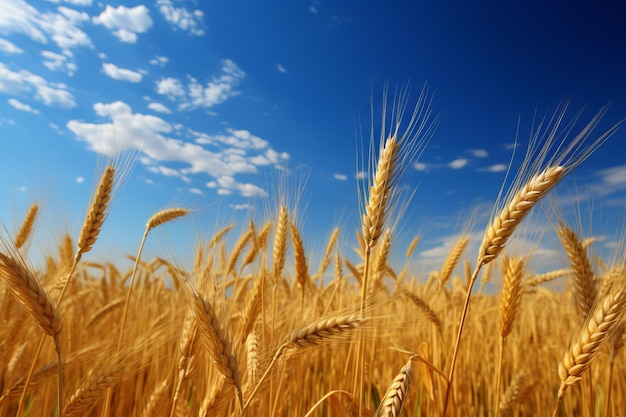 Whispers of a Wheat Field Golden Color and the Sky is Blue Generative AI