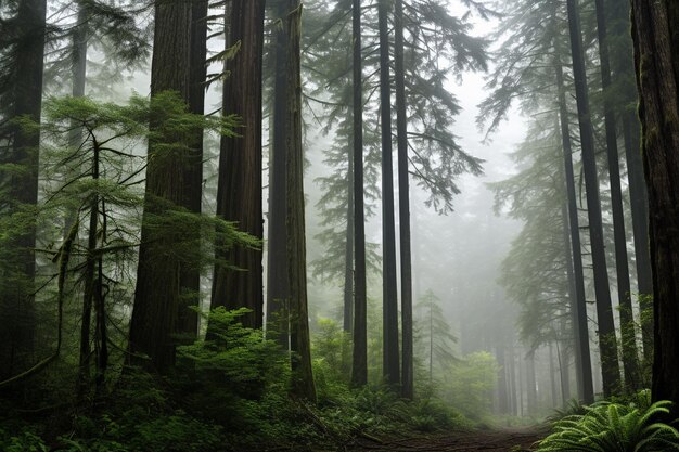 森林のささやき 太平洋北西部の霧の朝