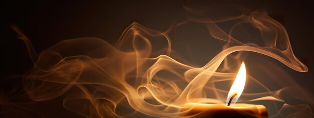 Photo whisps of delicate smoke from an aromatic candle in soft focus