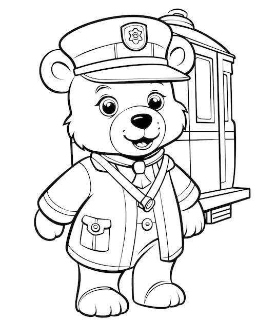 Photo whistle and wonders cute bear train conductor coloring fun