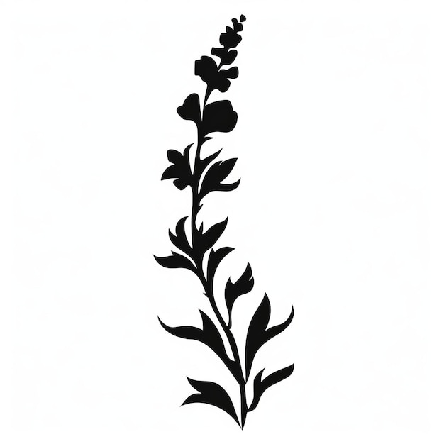 Whistlerian Flower Cutout Graceful Silhouette Illustration