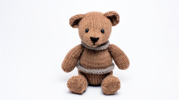 Whistlerian Knitted Bear Toy On White Background