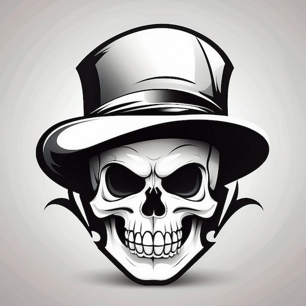 White 2D skull logo with funny expression ai genererated