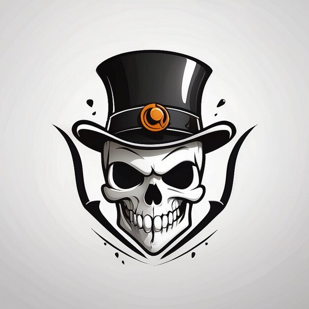 Photo white 2d skull logo with funny expression ai genererated