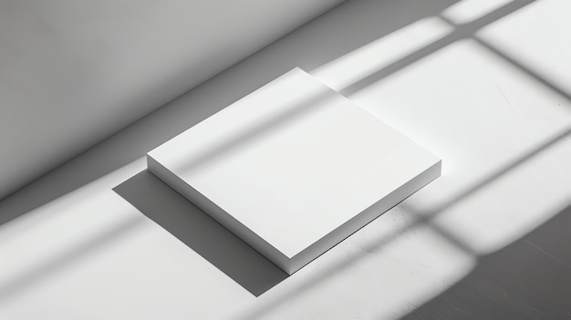 Photo white 3d box on a white background the box has a shadow underneath it