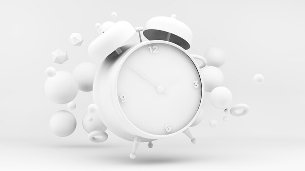 Photo white 3d clock in 3d rendering design