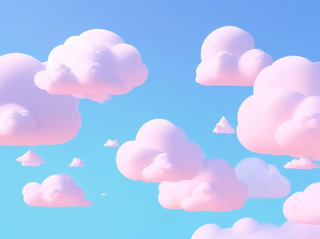 White 3D Clouds Set Isolated on a Blue Background Version 7