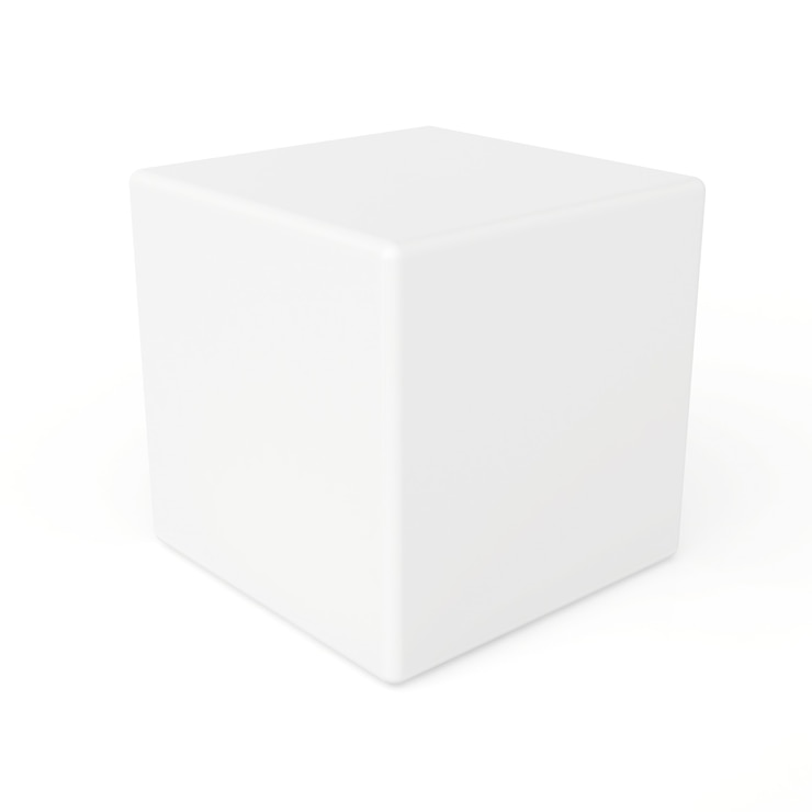 Photo white 3d cube isolated on white space. 3d rendering.